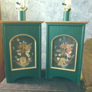 Pair of pressed flower lamps